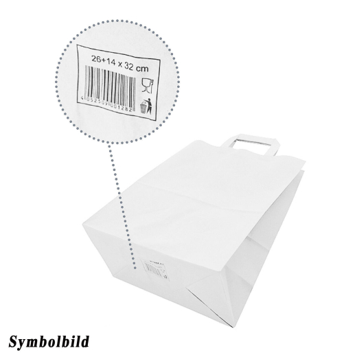 Papiertragetaschen 33 x 32 x 21 cm mit EAN-Code weiss, 50 Stk.