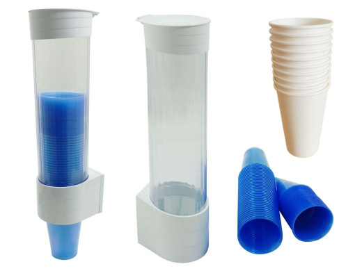 MultiCup Becherspender für Trinkbecher aus Pappe und Kunststoff mit Ø 70mm, weiß