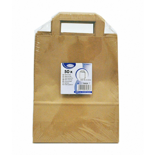 Papiertragetaschen 28 x 22 x 10 cm mit EAN-Code braun, 50 Stk.