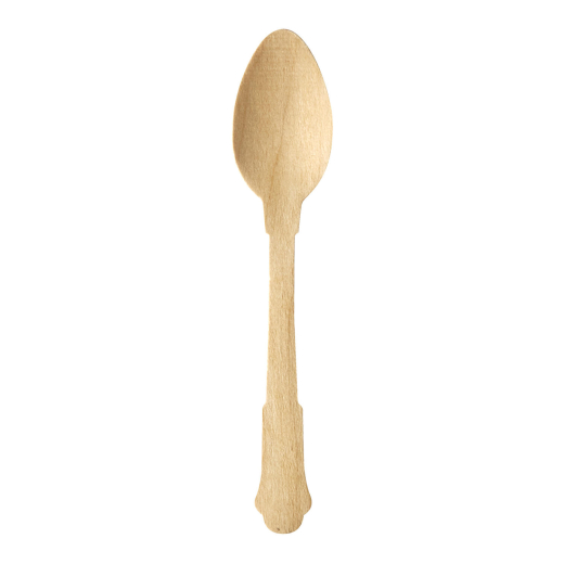 Kaffee- und Dessertlöffel aus Holz, 12 cm, natur, Vintage Design, 50 Stk.