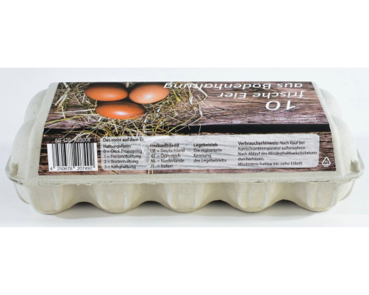 Eierverpackungen für 10 Eier Bodenhaltung, weiß, 154 Stk., geeignet für S, M, L
