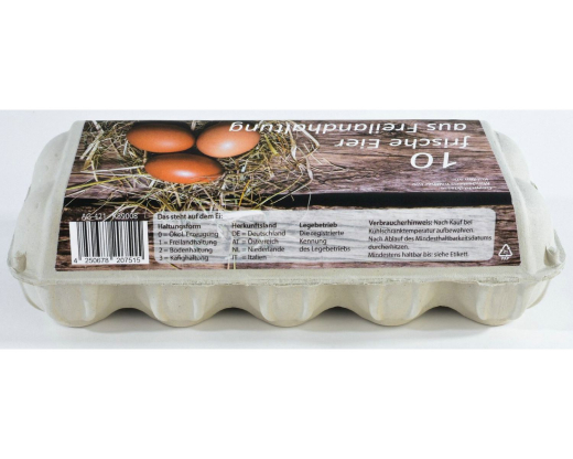 Eierverpackungen für 10 Eier Freilandhaltung, weiß, 154 Stk., für S, M, L