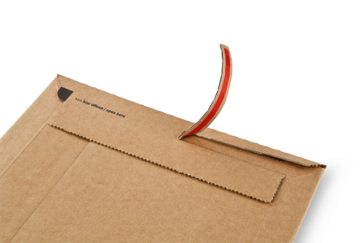 ColomPac Robuste Versandverpackung 371 x 304 x -90mm mit Sicherungslaschen, Selbstklebeverschluss & Aufreißfaden braun