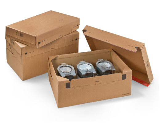 ColomPac Euroboxen XL 600 x 400 x 300mm mit Deckel - Selbstklebeverschluss & Aufreißfaden braun