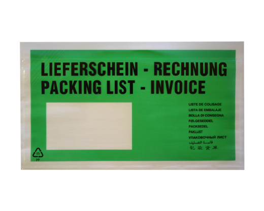 Dokumententaschen *Lieferschein/Rechnung* DIN Lang 235x130mm grün, 1000 Stk.