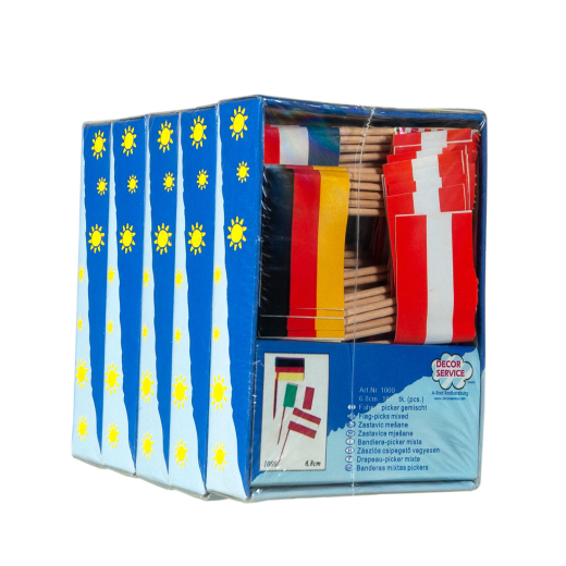 Fahnenpicker Ländermix International, 6,8 cm, 500 Stk.