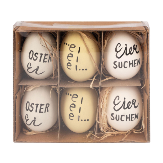 Ostereier Naturecht 'Statement' Osterdeko weiß/creme/mint 6 cm, 6 Stk.