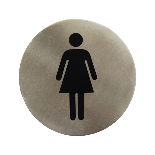 Hinweisschild 'Damen' aus Edelstahl, Ø7,5cm, 1 Stk.