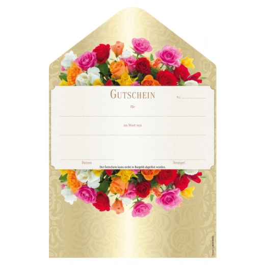 Geschenkgutschein 'Rosen', 19x28.5cm, 25 Stk.