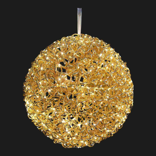 LED Dekokugel Ø40 cm, gold, 600 Mikro-LEDs warmweiß, Metall/PET, Deko IP44