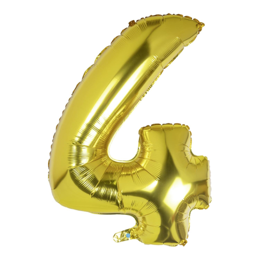 Folienballon Zahlenballon 'Zahl 4' gold ca. 106cm, 1 Stk.