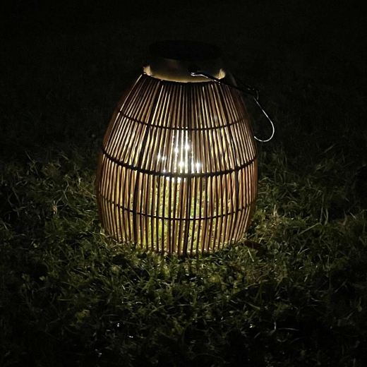 Solarlaterne Gartenlaterne Outdoor aus Metall/Rattan LED gold/natur, 24cm