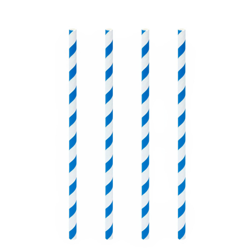 Trinkhalme aus Papier blau gestreift Ø6mm, 21cm, 100 Stk.