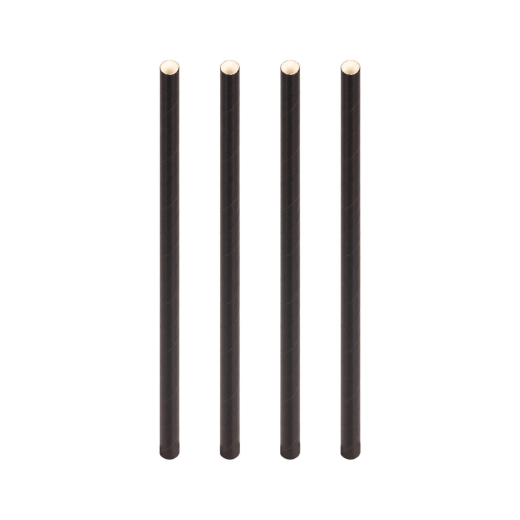Trinkhalme aus Papier extra dick, schwarz Ø10mm 21cm, 50 Stk.