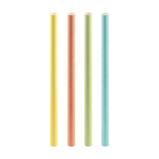 Trinkhalme aus Papier für Bubble Tea, pastellbunt Ø12mm 21cm, 50 Stk.