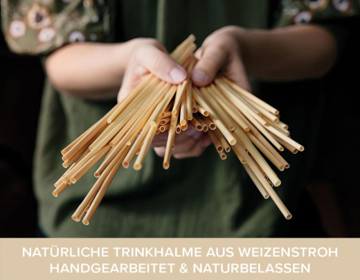 Trinkhalme aus Stroh Ø3-5mm 21cm, 100 Stk.