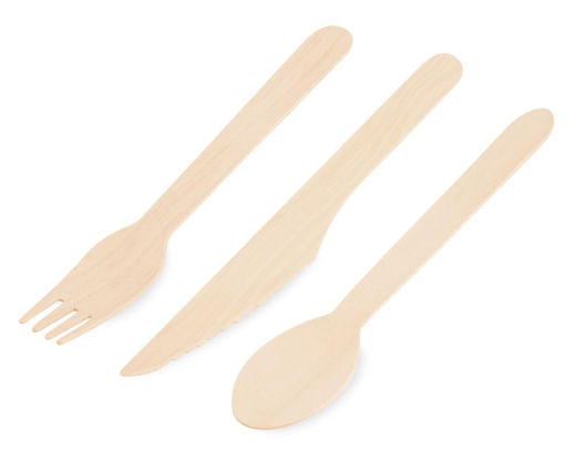 Bestecksets aus Holz, Gabeln, Löffel, Messer, 100 Sets