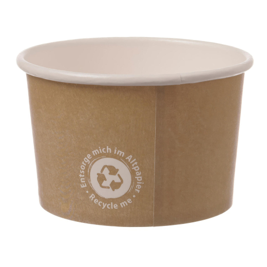 Eisbecher aus Papier 360 ml 'Recycle Me' ohne Kunststoffbeschichtung Ø 105mm, 55 Stk.