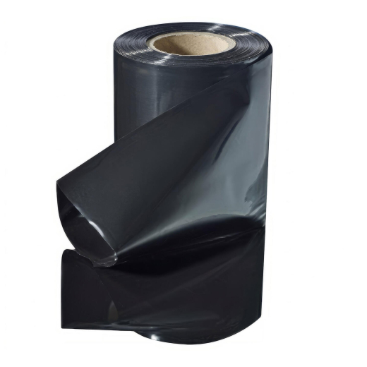 Schlauchfolie 200mm breit, 100my, opak - blickdicht, schwarz, 250 lfm.