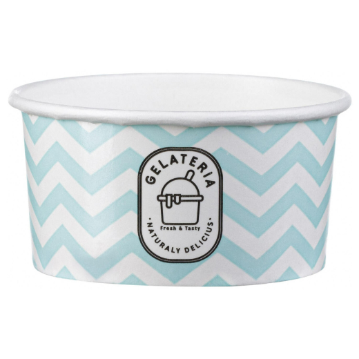 Eisbecher aus Pappe Papierbecher Zick Zack Motiv blau 145 ml 5oz, 50 Stk.