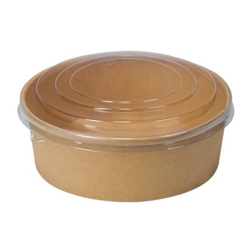 Salatschalen 750ml aus Kraftpapier braun inkl. Deckel transparent rPet, 50 Stk.