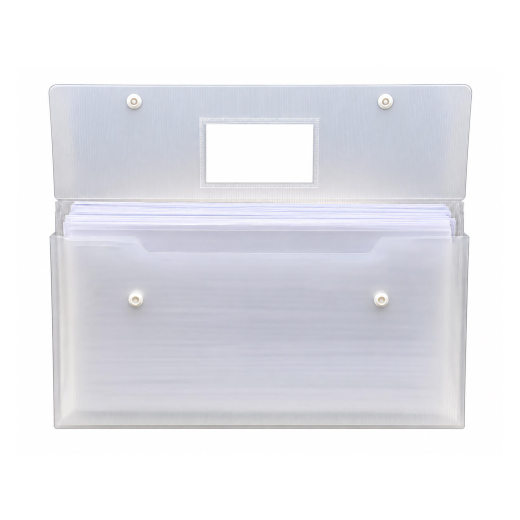 Dokumentenmappen Dokumententasche DIN A4 PP transparent-milchig mit 2 Druckknöpfen