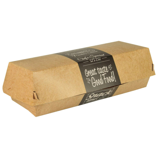 PAPSTAR Baguetteboxen Sandwichboxen aus Pappe 22 x 8,5 cm 'Good Food', 50 Stk.