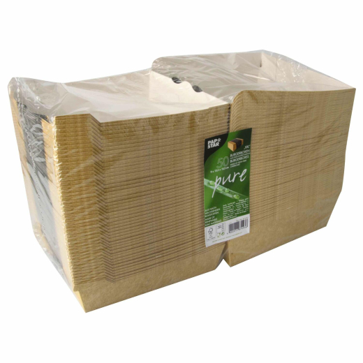 PAPSTAR 'pure' Burgerboxen aus Pappe 18 x 18 cm 'Good Food' XXL, 50 Stk.