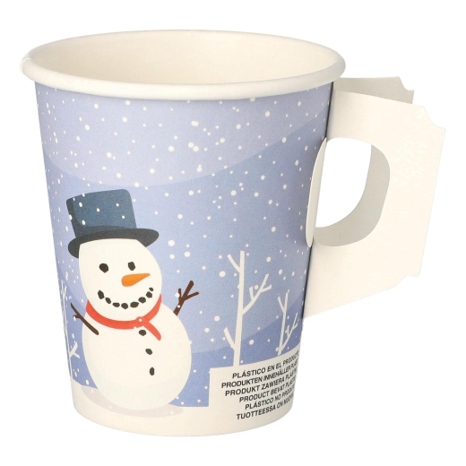Henkelbecher Kaffeebecher Glühweinbecher Wintermotiv Schneemann 200 ml, 50 Stk.