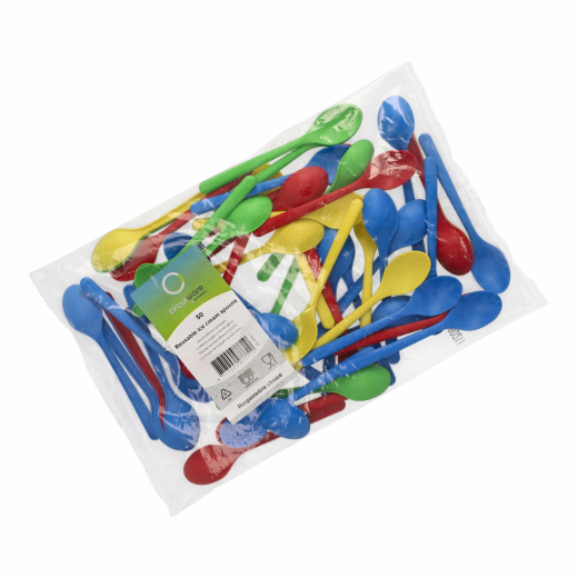 Eislöffel Mehrweg spülmaschinengeeignet extra stabil 13cm div. Farben, 50 Stk.