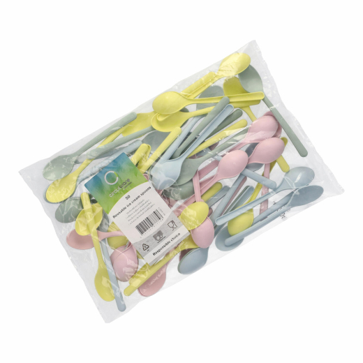 Eislöffel Mehrweg spülmaschinengeeignet extra stabil 13cm Pastellfarben, 50 Stk.
