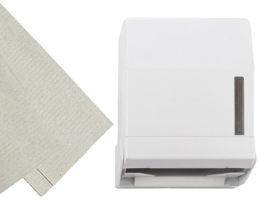 Falthandtuch-Spender, abschliessbar, weiß inkl. 500 Blatt Falthandtuch 25x23cm