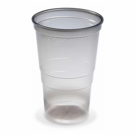 Mehrwegbecher Pfandbecher rauch-grau transparent PP Eichstrich 0,25 l Ø 7,8 cm, 46 Stk.