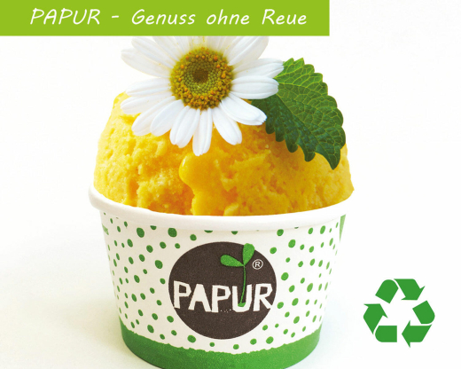Eisbecher Pappbecher PAPUR 100% ohne Kunststoff 160ml Ø85 Höhe 43mm, 50 Stk.