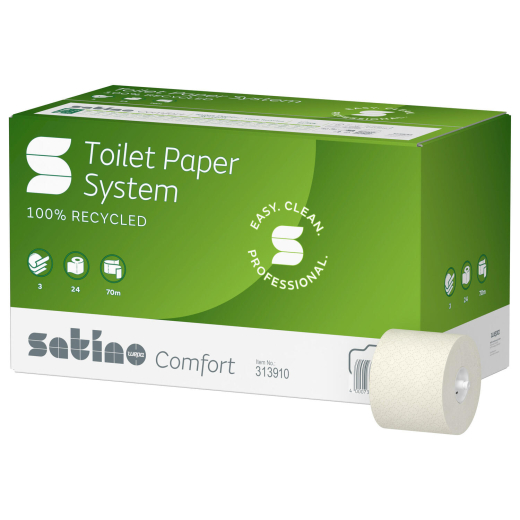 Satino Comfort System Toilettenpapier Großrollen 3-lagig JT3 System 24 Rollen je 507 Blatt