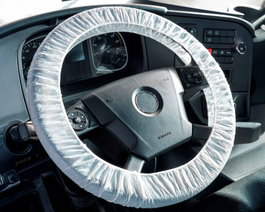 Lenkradschoner Einweg-Lenkradschutz Ø 55 cm für LKW mit Gummizug weiß, 250 Stk.