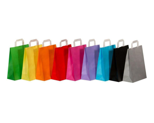 Papiertragetaschen Papiertaschen Flachhenkel 18x8x22cm blau, 70gr. 50 Stk.