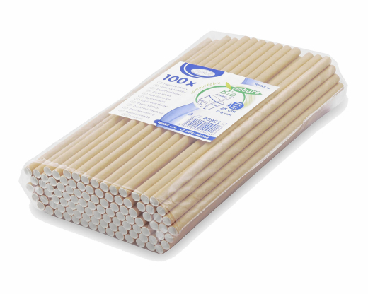Papiertrinkhalme für Kaltgetränke JUMBO natur 25 cm Ø 8 mm, 100 Stk.
