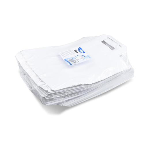 Papiertragetaschen 28 x 22 x 10 cm mit EAN-Code weiss, 50 Stk.