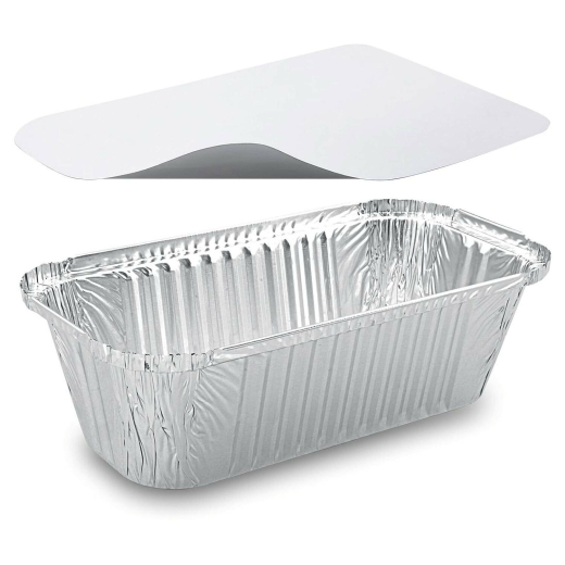 Alu-Servierschale Aluschale Grillschale eckig 1500ml inklusive Deckel, 5 Stk.