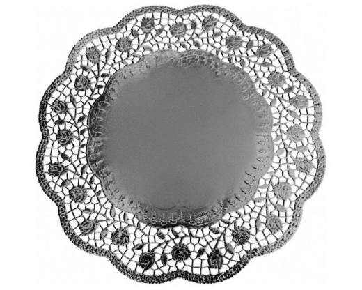 Deko-Tortenspitzen rund silber Ø 36 cm, 4 Stk.