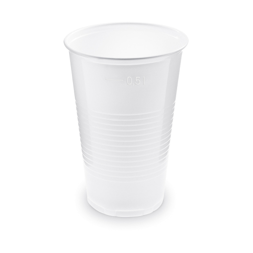Trinkbecher Getränkebecher weiß mit Eichstrich bei 0,5l | 500 ml PP, 10 Stk.