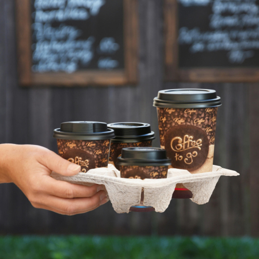 Getränkehalter Tragetablett Becherhalter 4 Becher Coffee to Go 22x22cm, 50 Stk.
