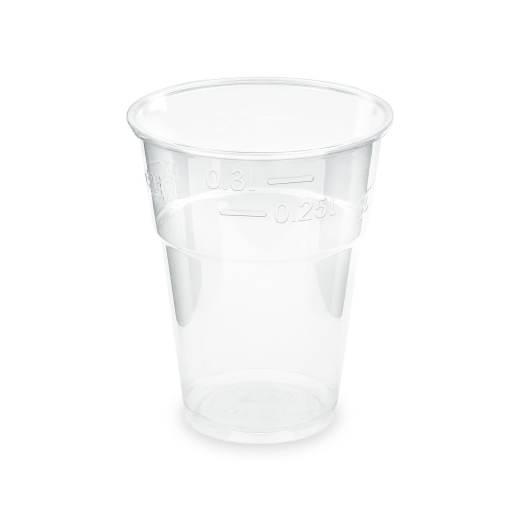 Einweg-Trinkbecher klar 300 ml 0,3 l Eichstrich PLA ø 84mm 50 Stk.