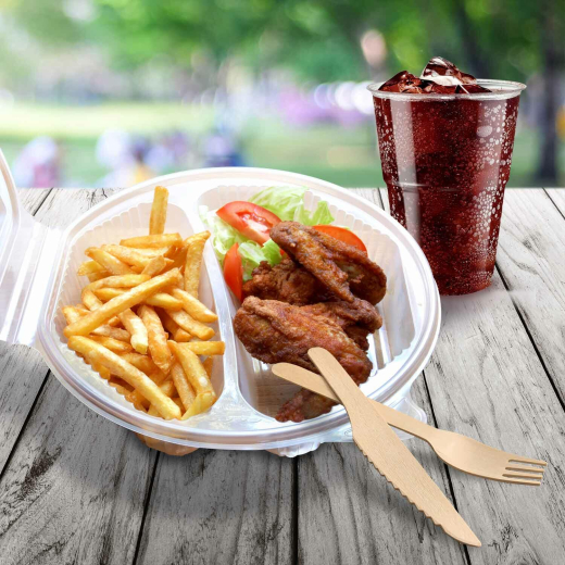 Menüschalen achteckig Achteckbecher klar mit Deckel ungeteilt, PP, 25 Stk.