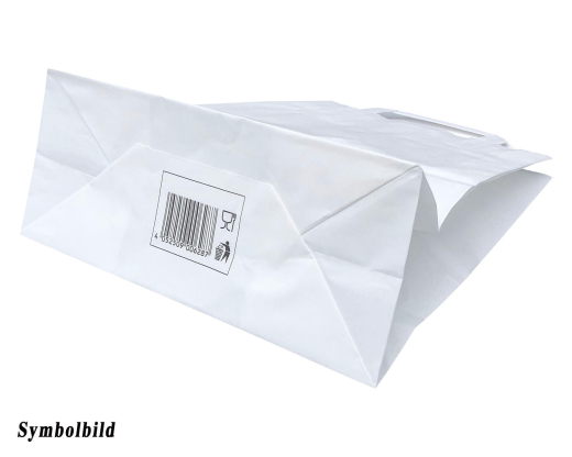 Papiertragetaschen 28 x 22 x 10 cm mit EAN-Code weiss, 250 Stk.