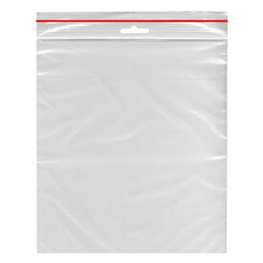Druckverschlussbeutel 350 x 450 mm mit Eurolochung Farbstreifen rot 1000 Stk.