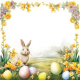 Osterservietten 3-lagig, 33 x 33 cm Motiv Hase mit Blumen und Ostereier, 20 Stk.