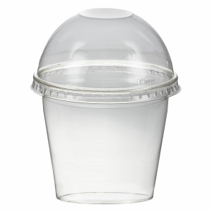 Smoothiebecher Dessertbecher + Domdeckel ohne Öffnung 250 ml Ø95mm, PET, glasklar, 50 Stk.