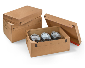 ColomPac Euroboxen XL 600 x 400 x 200mm mit Deckel - Selbstklebeverschluss & Aufreißfaden braun